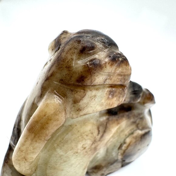 17 c ? Jade Carved Mythical Beast Dragon Foo Dog Figurine Rustic Stone Antique - Picture 6 of 10